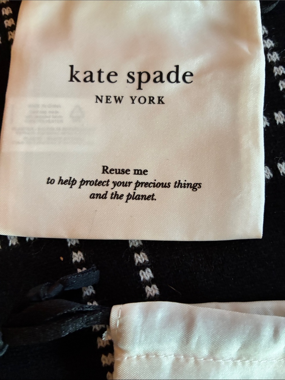 4x kate spade cream drawstring jewelry pouches with black logo new dust bags - Picture 3 of 4